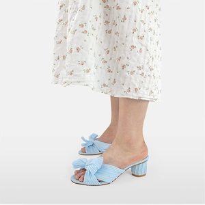 Women's Bow Knot Heeled Mules Chunky Block Bow Heels